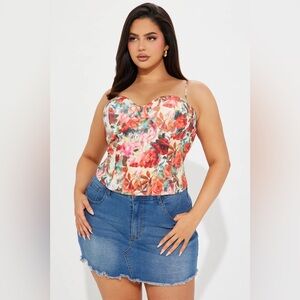 NWT Floral Garden Cami Top - Red/combo in plus size 1X